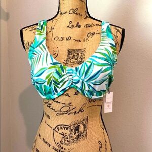 ✨Shade & Shore✨Women's Green Leaf Print Bikini Top